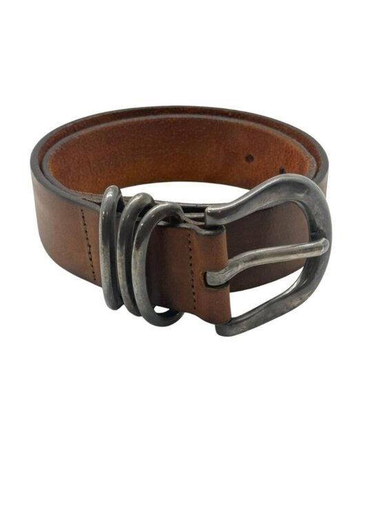 Sundance Accessories - Sundance Leather Belt in Warm Brown with Distressed Silver Buckle